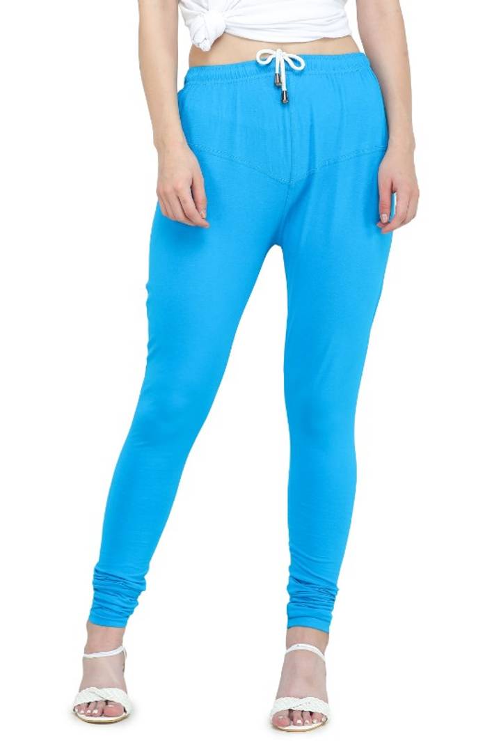 Trendy Cotton Blend Churidar Legging With Drawstring Waistband
